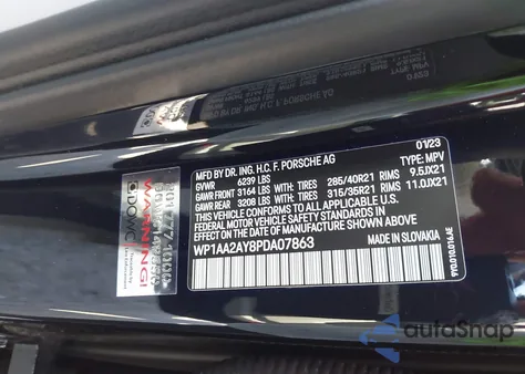 2023 Porsche Cayenne Platinum Edition from USA, damaged, VIN WP1AA2AY8PDA07863